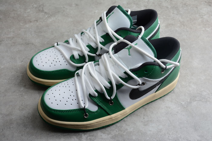 Air Jordan 1 Low Custom 'Green Stadium' Black White