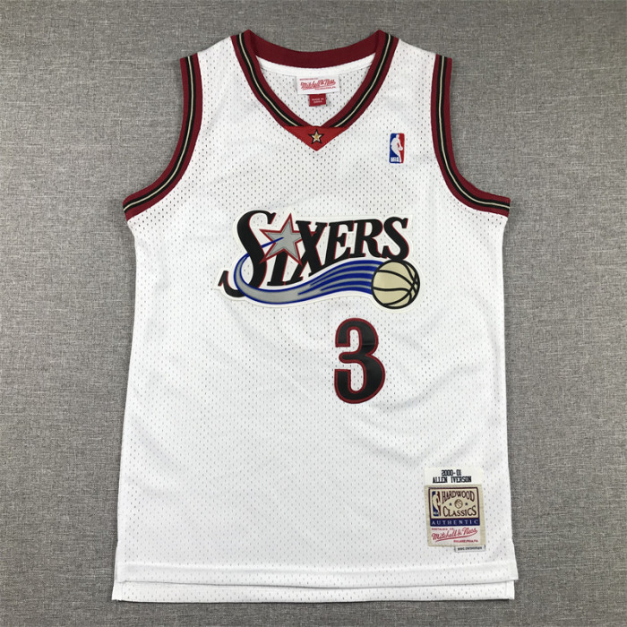 Philadelphia 76ers KIds Jersey White Retro 00/01 NO.3 IVERSON