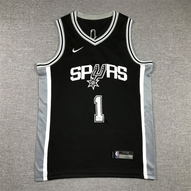 San Antonio Spurs KIds Jersey Black Throwback 98/99 NO.1 WEMBAMYAMA