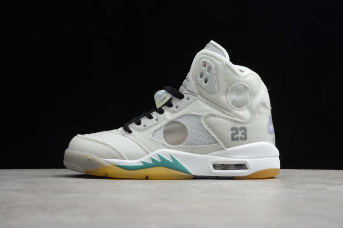 2020 OFF WHITE x Air Jordan 5 Grey Green White CT8480-105
