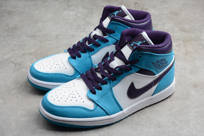 Air Jordan 1 Mid Hornets Blue 554724-415
