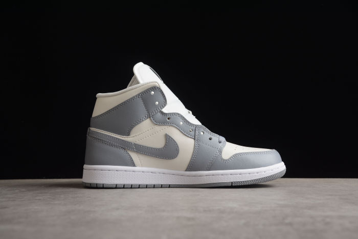Air Jordan 1 Mid Stealth Grey Sail White