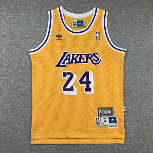 Los Angeles Lakers Kids Jersey Yellow Classics clover NO.24 BRYANT