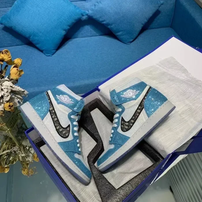 Air Jordan 1 Diamond DIY Blue White