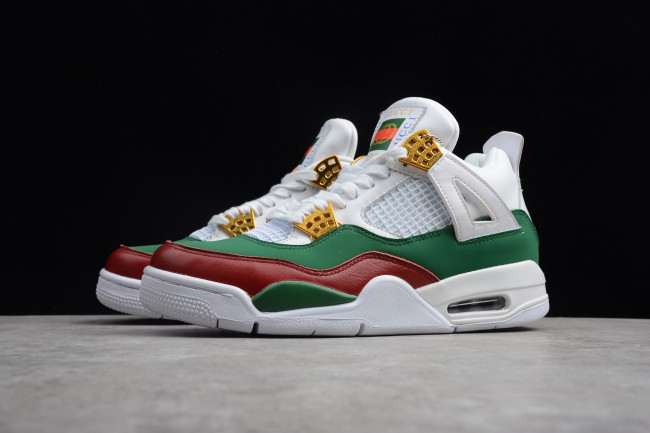 Air Jordan 4 GG White/Green-Red-Gold 308599-111