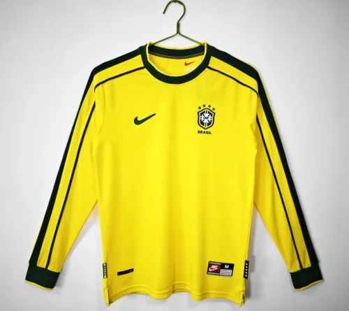 Brazil Home Retro Long Sleeve Jersey 1998