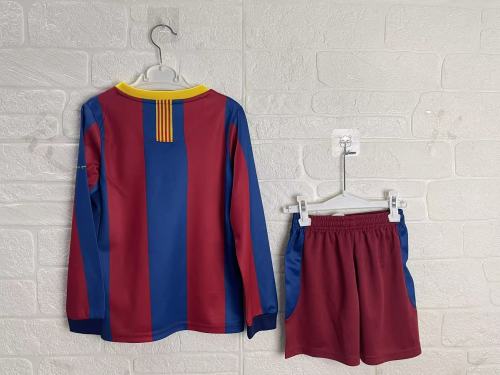 Barcelona Home Retro Long Sleeve Kids Suit 2010/11