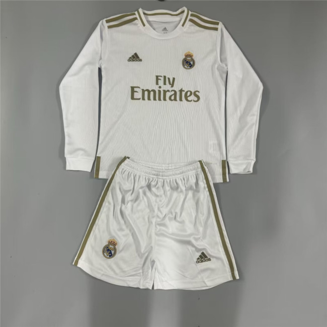 Real Madrid Home Retro Long Sleeve Kids Suit 2019/20