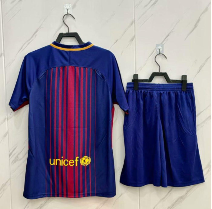 Barcelona Home Retro Short Sleeves  Adult Suit 2017/18