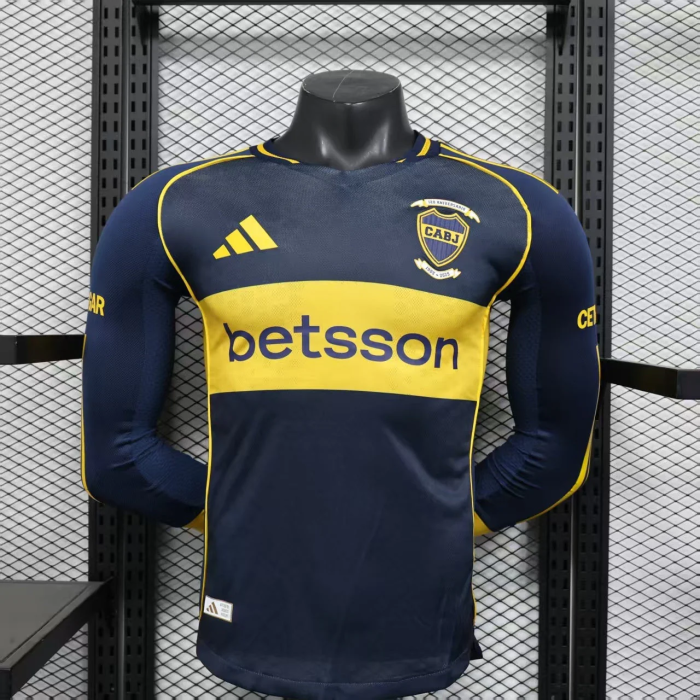 Boca Home Long Sleeve Men Player Jersey 25/26