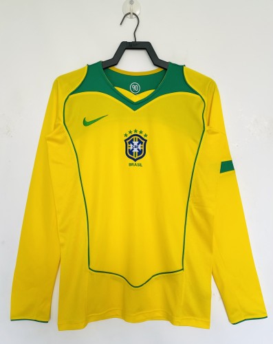 Brazil Home Retro Long Sleeve Jersey 2004