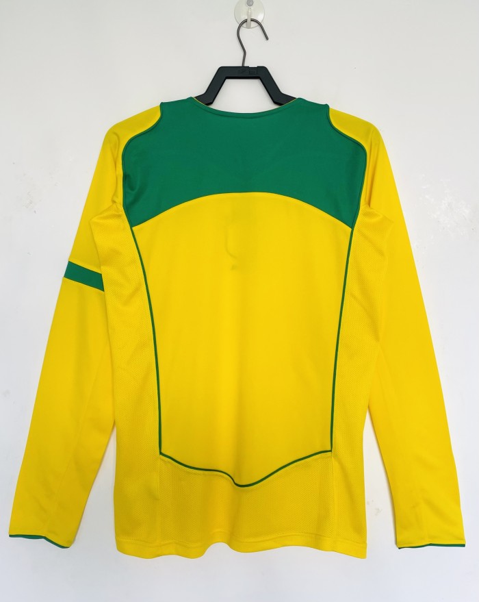 Brazil Home Retro Long Sleeve Jersey 2004