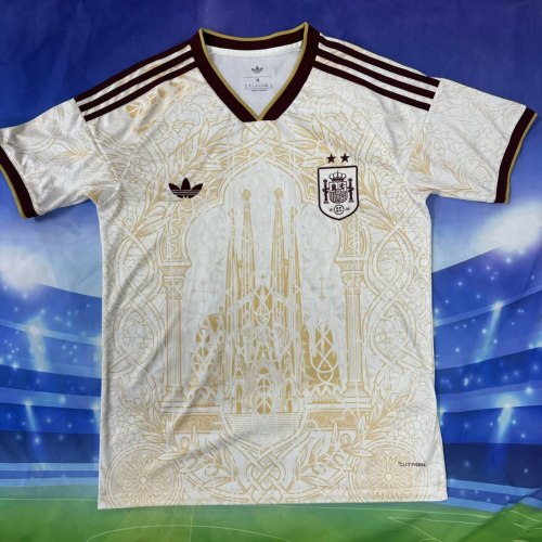 Spain 2026 White Gold Literature Graphic Special Edition Man Jersey