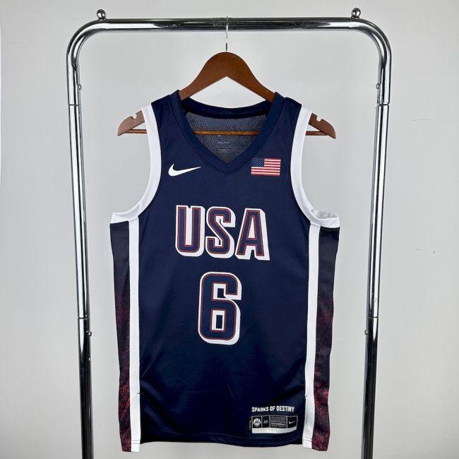 LeBron James Team USA 2024 Swingman Away Jersey Blue