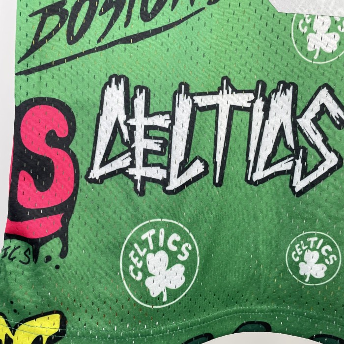 Kevin Garnett Boston Celtics Graffiti Sticker Swingman Retro Jersey Green