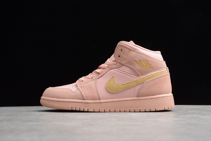 Air Jordan 1 Mid SE Mens 11 Coral Stardust Club Gold 852542-600