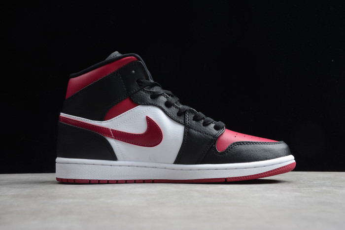 Air Jordan 1 Mid Bred Toe Black/Noble Red 554724-066
