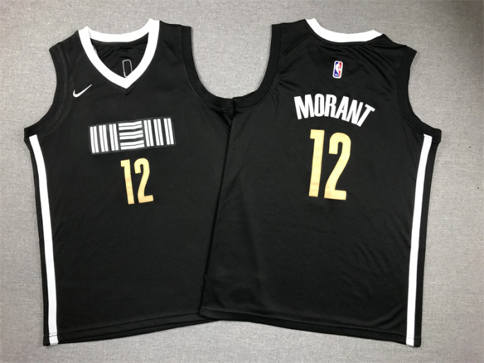 Memphis Grizzlies Kid Jersey Black City Edition 23/24 NO.12 MORANT