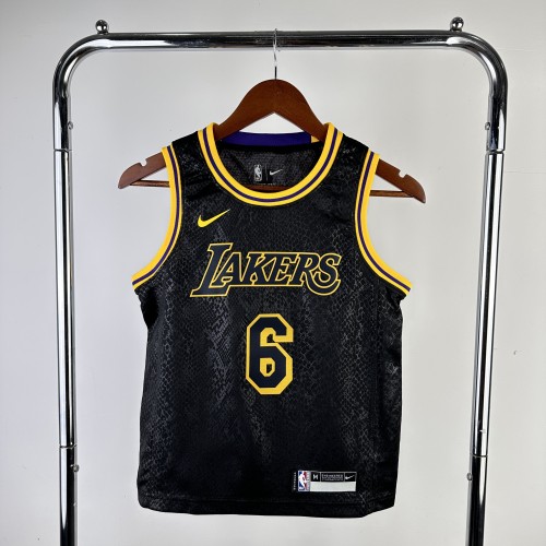 Los Angeles Lakers KIds Jersey City Edition snake pattern Black No.6 JAMES