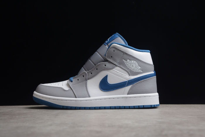 Air Jordan 1 Mid Wolf Grey Aluminum Women Sneakers White