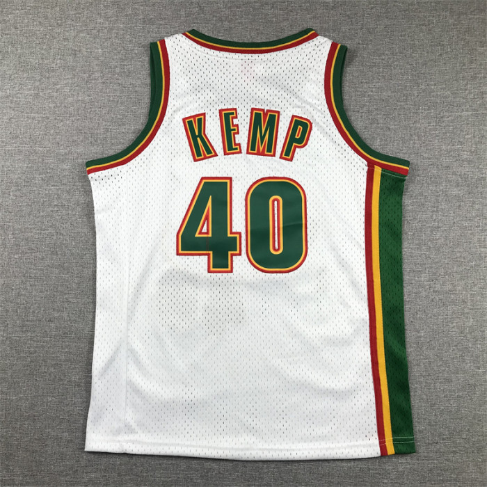 Seattle SuperSonics Kids Jersey White Classics Edition 95/96 NO.40 KEMP