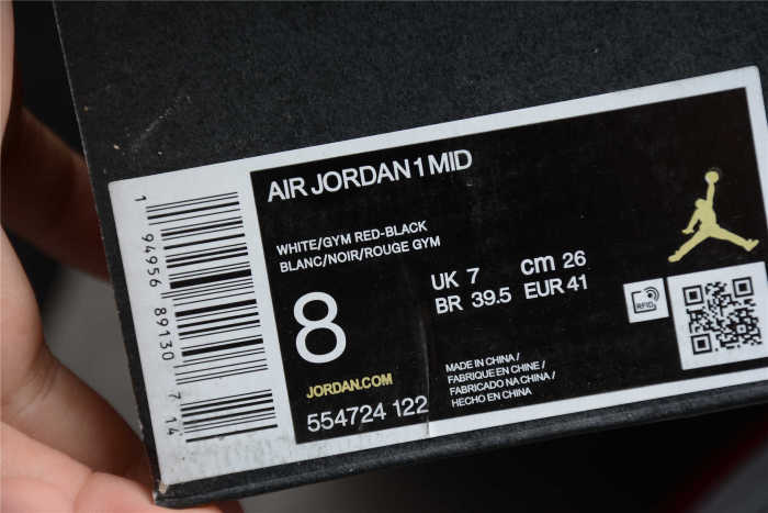 Air Jordan 1 Mid Metallic Red Gym Size 4-16 Red Black White 554724-122