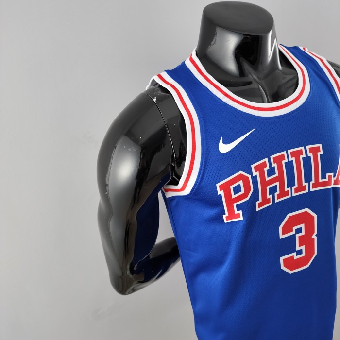 Allen Iverson Philadelphia 76ers Swingman Crew Neck Blue Jersey