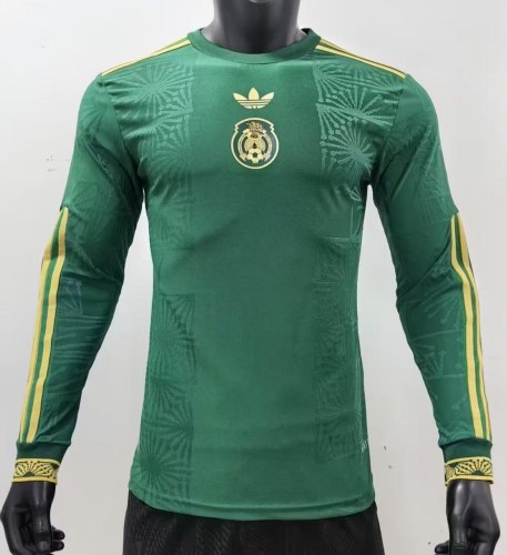 Mexico Gold Man Player Long Sleeve Jersey 25/26 Green