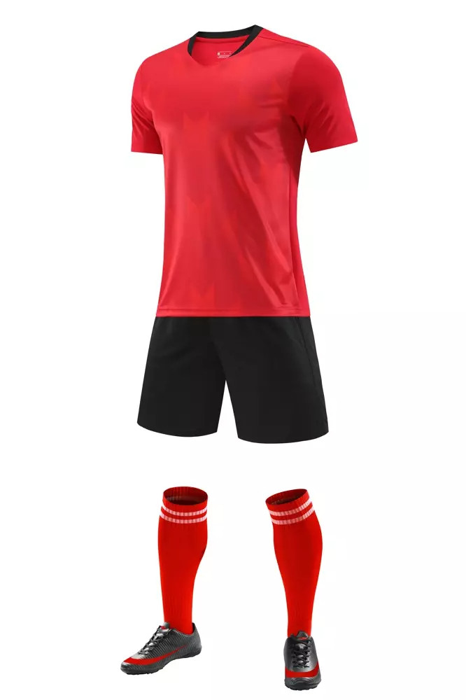 Football short-sleeved jersey set Red - blank