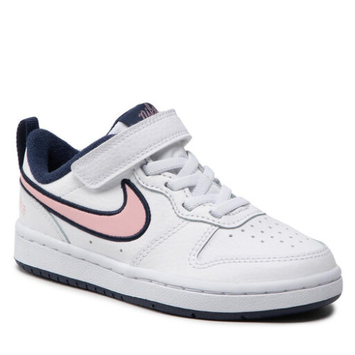 Air Force Court Borough Low Children's Leather Sneakers Velcro White Pink