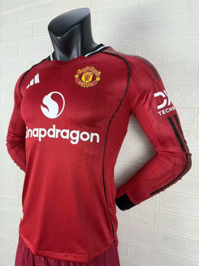Manchester United Home Long Sleeve Player Jersey 25/26