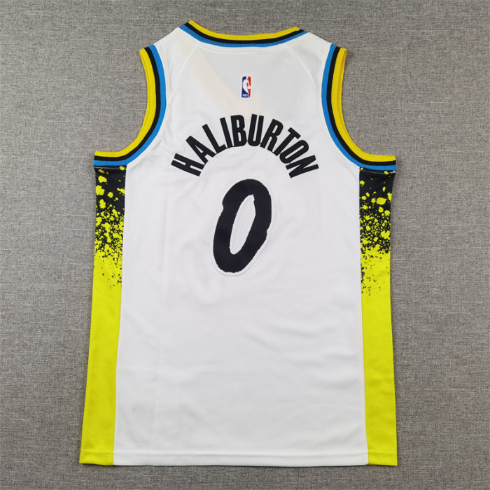 Indiana Pacers Kids Jersey White City Edition 23/24season NO.0 HALIBURTON