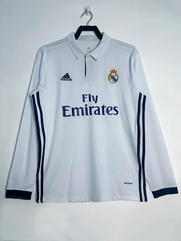 Real Madrid Home Long Sleeve Retro Jersey 2016/17