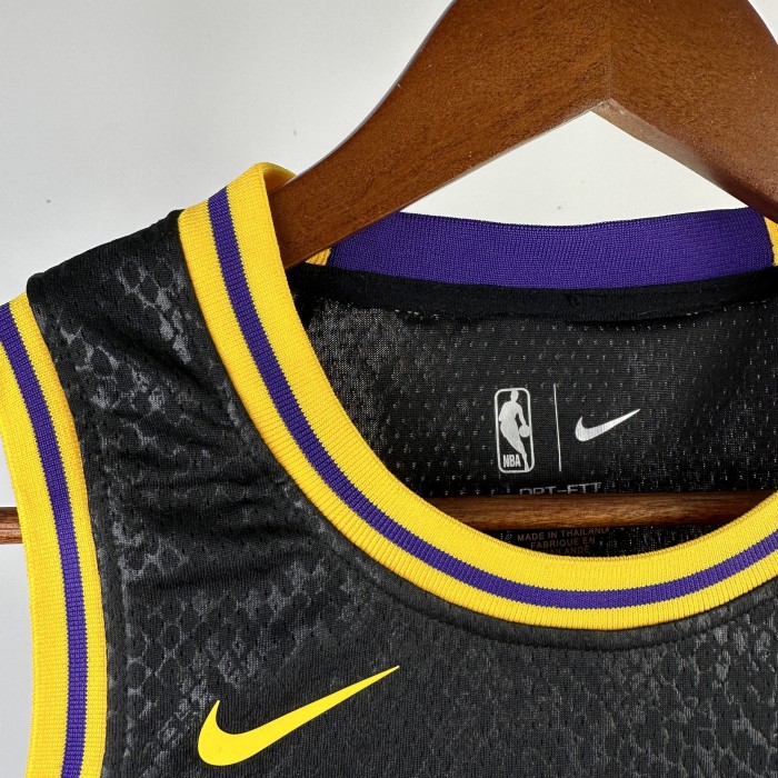 Los Angeles Lakers KIds Jersey City Edition snake pattern Black No.24 BRYANT