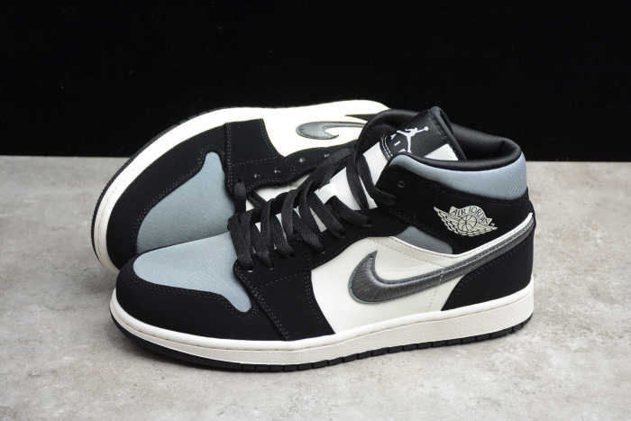 Air Jordan 1 Mid Premium Winterized Black Grey 852542-001