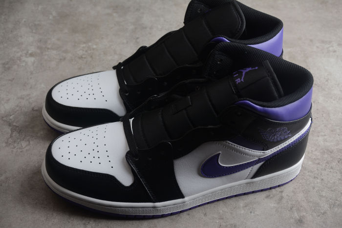 Air Jordan 1 Mid AJ1 Black White Purple