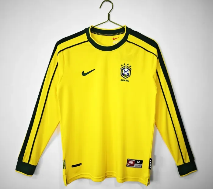 Brazil Home Retro Long Sleeve Jersey 1998