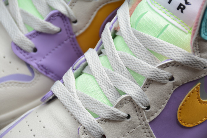 Air Jordan 1 GS white purple green orange 556298 007