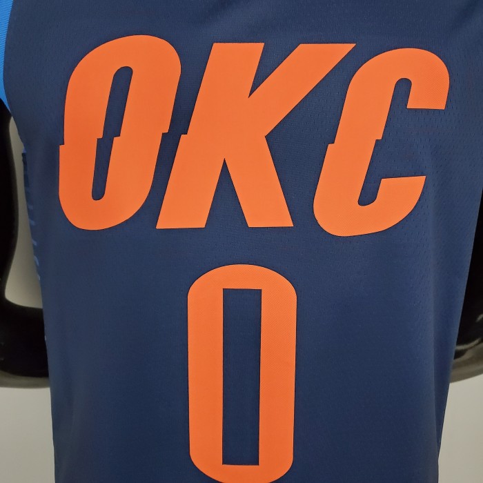 Russell Westbrook Oklahoma City Thunder Swingman Jersey Blue Stripes