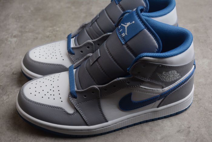 Air Jordan 1 Mid Wolf Grey Aluminum Women Sneakers White