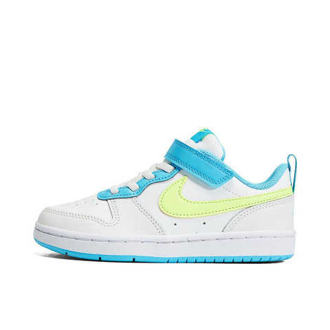 Air Force low-top Court Borough Low Children Leather Sneakers Velcro White Blue Fluorescent Yellow