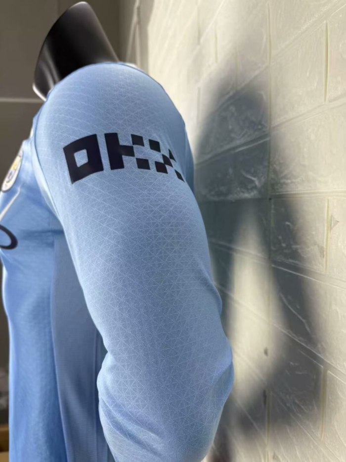 Manchester City Home Player Version Long Sleeve Jersey 25/26