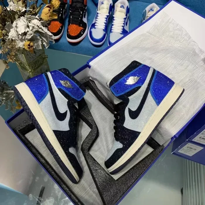 Air Jordan 1 Diamond DIY Blue Black