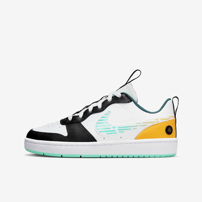 Air Force low-top Children Leather Patchwork Sports Sneakers Velcro White Black yellow
