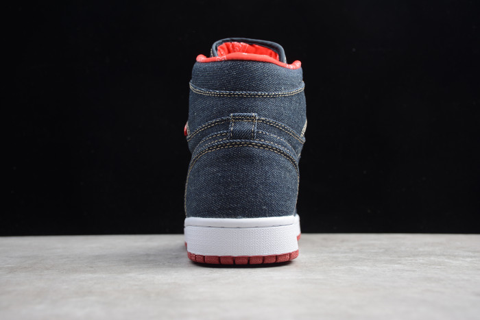 Levis x Air Jordan 1 High Denim Sail Game Red 556298-010