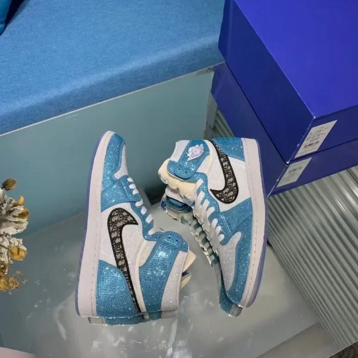 Air Jordan 1 Diamond DIY Blue White