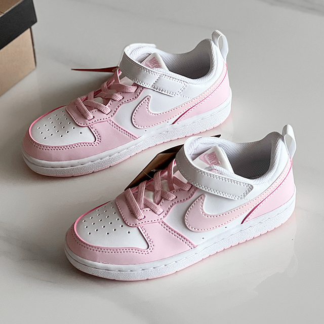 Air Force Low-top Children's Leather Sneakers Velcro FG22-36 White Pink