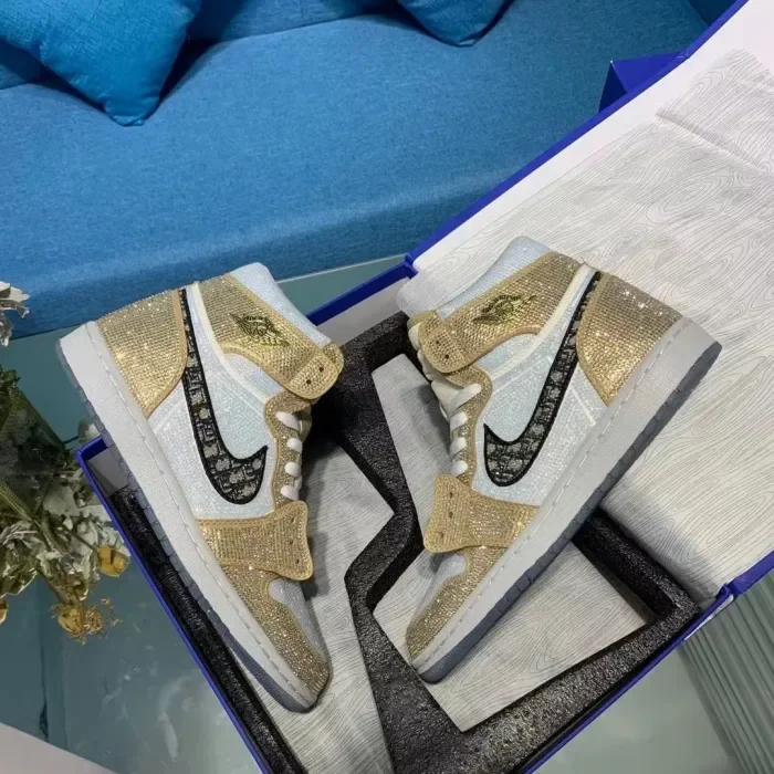 Air Jordan 1 Diamond DIY Gold White