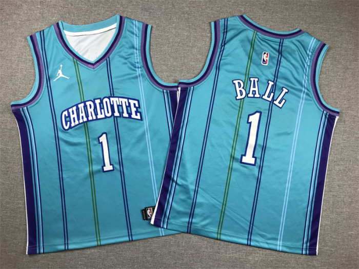 Charlotte Hornets Kids Jersey Blue Classic Edition 23/24 NO.1 BALL