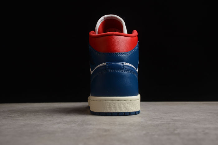 Air Jordan 1 Mid French Blue Women Sneakers White Gym-Red Sail